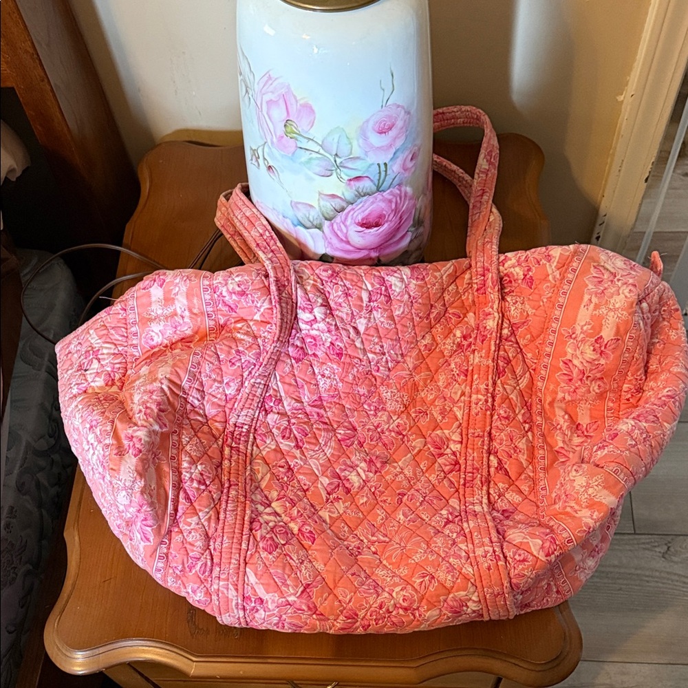 Vera Bradley Vintage Hope Toille Duffel Quilted Floral Travel Tote